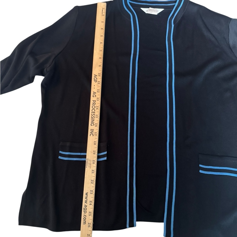 Misook Exclusively 2-Piece Knit Set Black Blue Trim Cardigan & Tank Top XL B459 - Picture 9 of 12